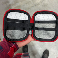 Gray Topo and Red Zipper Mighty Pouch Classic w/ Red Loop