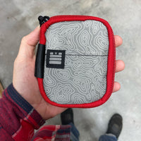 Gray Topo and Red Zipper Mighty Pouch Classic w/ Red Loop