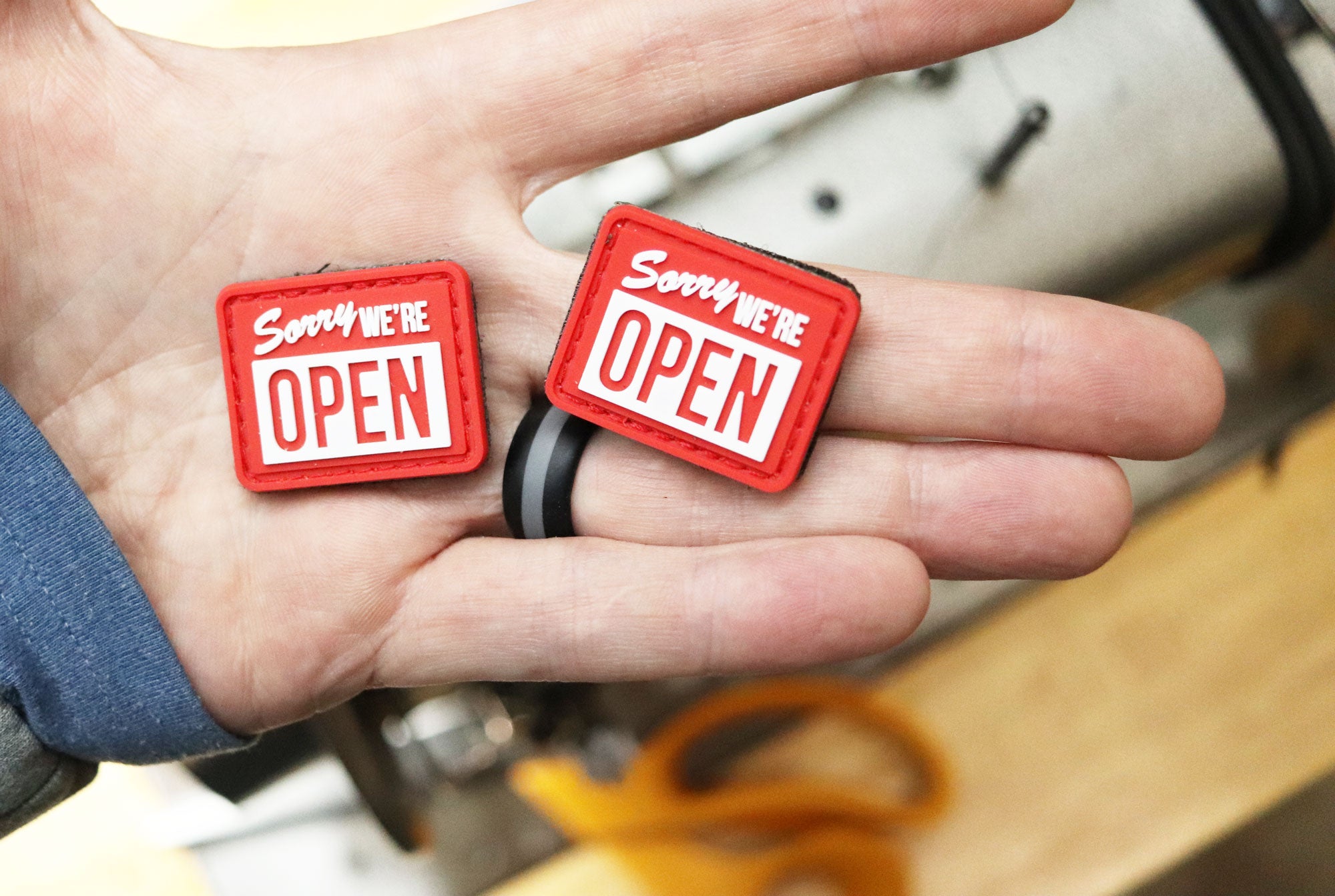 Sorry We're Open Patch - Garage Built Gear